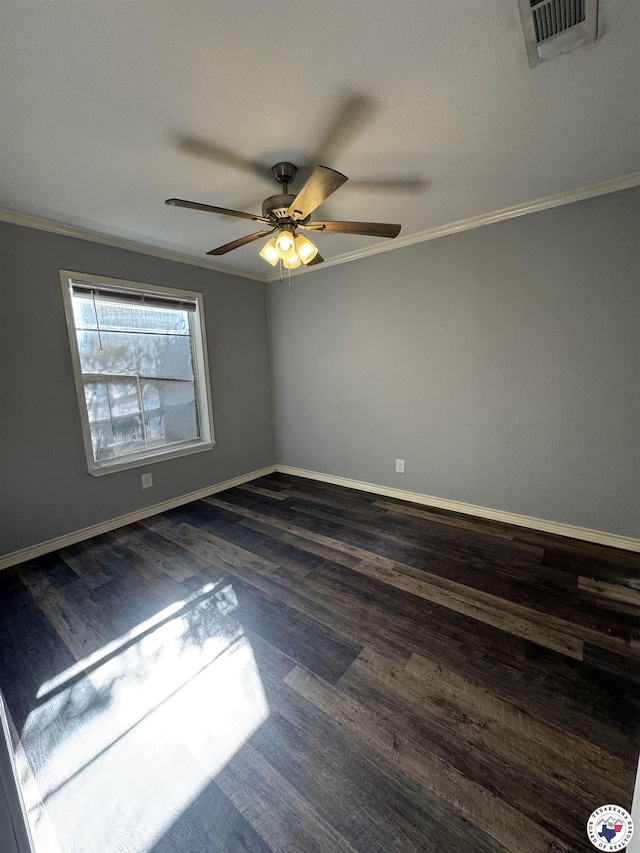 432 Carrol Ave, Wake Village, TX 75501 - empty room with dark wood-style floors, crown molding, and ceiling fan