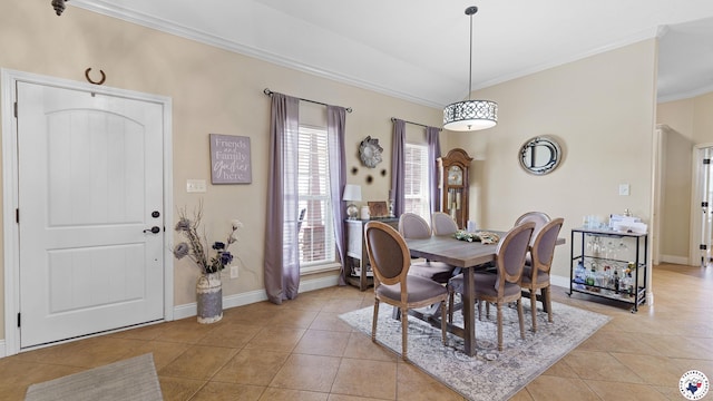 908 Arnold Ln, Texarkana, TX 75503 - dining area featuring crown molding and light tile patterned floors