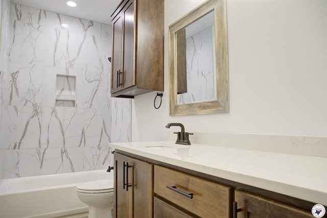 5616 Deaton Pl, Texarkana, TX 75503 - full bathroom featuring vanity, toilet, shower / bath combination, and recessed lighting