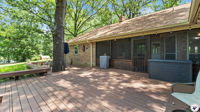 905 Lakeridge Ln, Texarkana, TX 75503 - wooden terrace featuring a sunroom