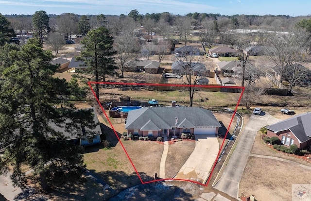 birds eye view of property featuring a residential view