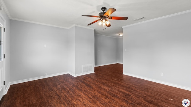 3 Sheri Ln, Texarkana, TX 75503 - unfurnished room featuring ceiling fan, wood finished floors, ornamental molding, and baseboards