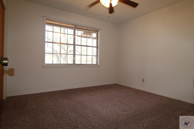 carpeted empty room with ceiling fan