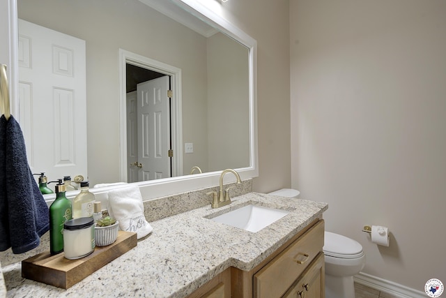1305 Centerhill Rd, Linden, TX 75563 - bathroom with toilet, vanity, and tile patterned flooring