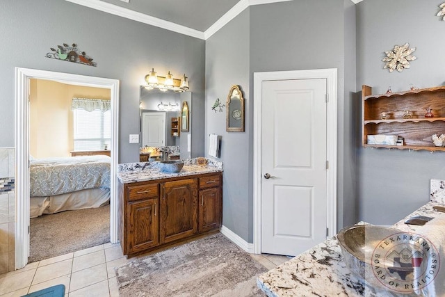9891 County Rd 2422, Royse City, TX 75189 - bathroom featuring vanity, tile patterned floors, and ornamental molding
