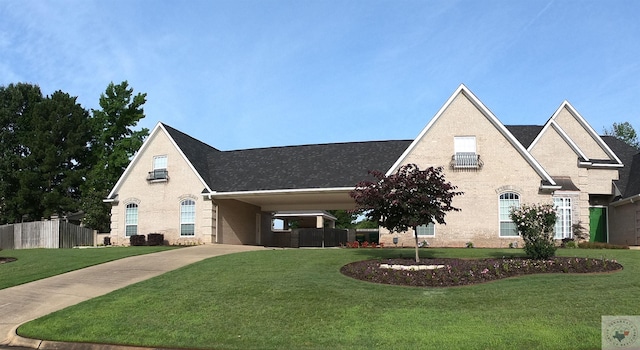 view of front of house featuring a front yard and a carport