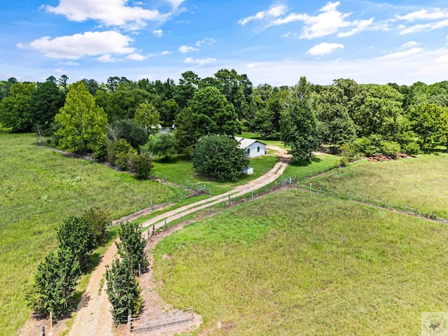 aerial view with a rural view