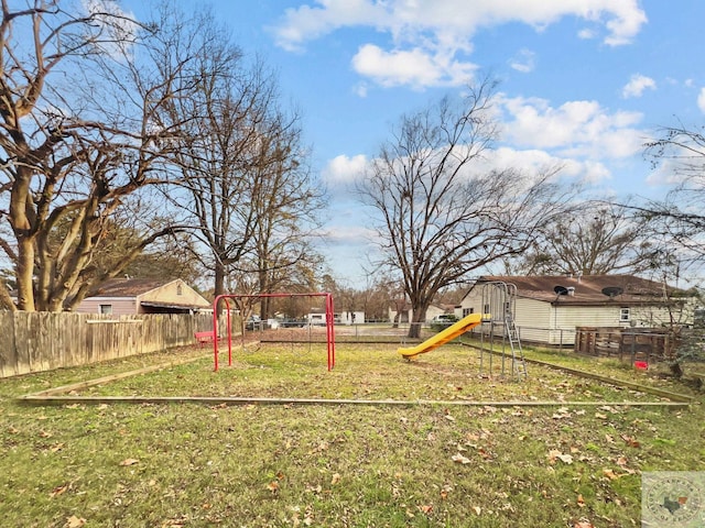 view of yard featuring a playground