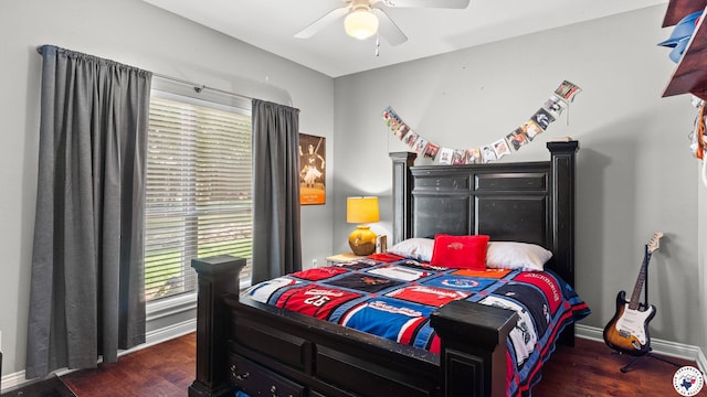 6914 Manor Crest Dr, Texarkana, AR 71854 - bedroom with wood finished floors, multiple windows, and ceiling fan
