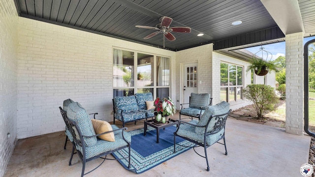 6914 Manor Crest Dr, Texarkana, AR 71854 - view of patio with outdoor lounge area and a ceiling fan