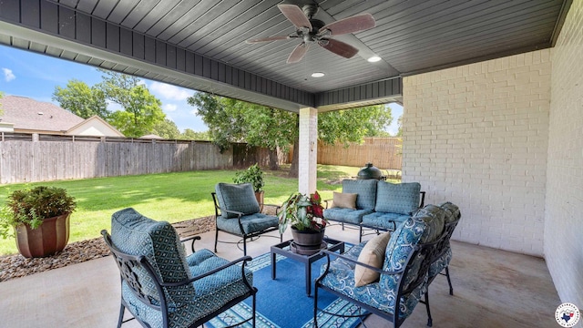 6914 Manor Crest Dr, Texarkana, AR 71854 - view of patio / terrace with an outdoor hangout area and ceiling fan