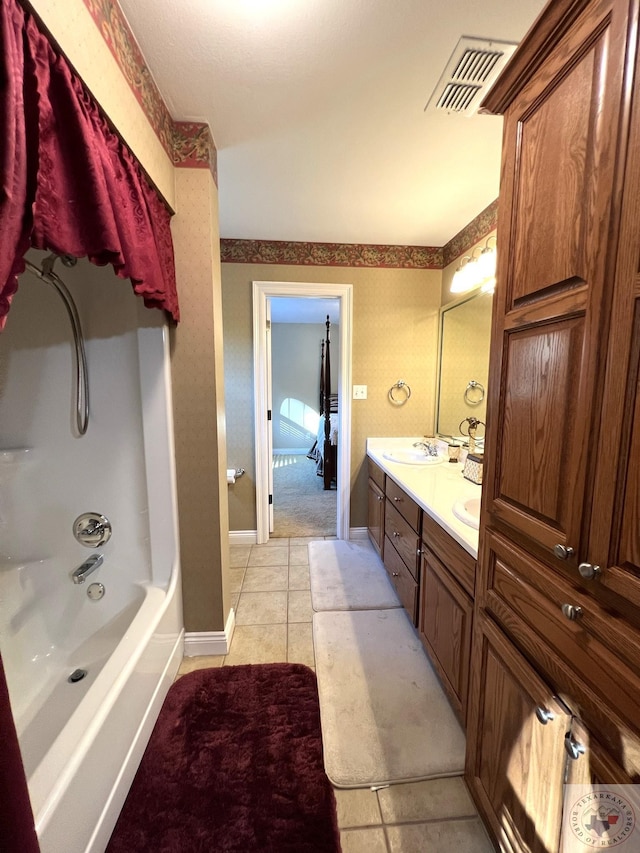 bathroom featuring vanity and tile patterned flooring