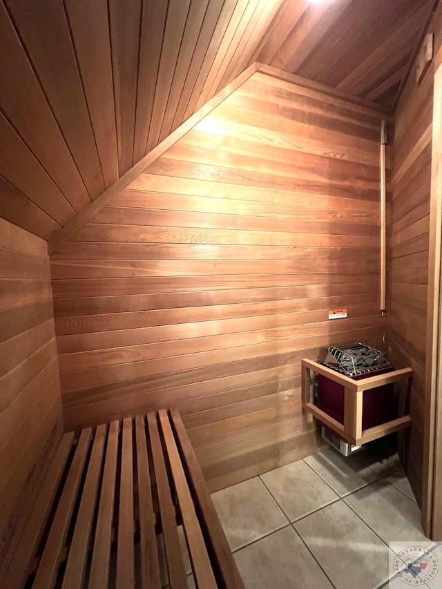 view of sauna with tile patterned floors