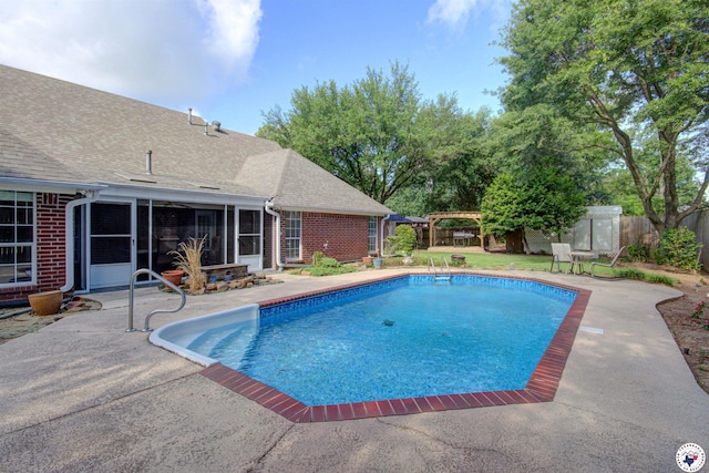 14 White Willow Pl, Texarkana, AR 71854 - view of swimming pool with a fenced backyard, a patio area, and a sunroom