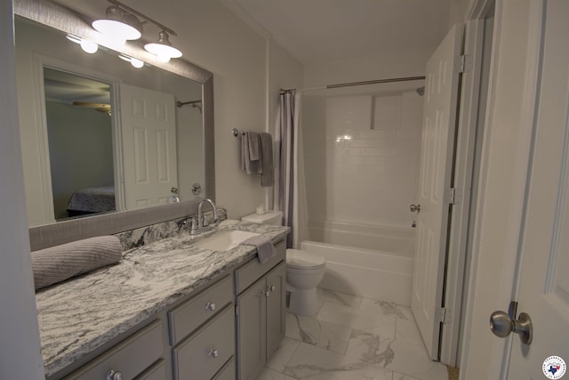 14 White Willow Pl, Texarkana, AR 71854 - bathroom with marble look tiles, vanity, shower / bath combination with curtain, and ensuite bath