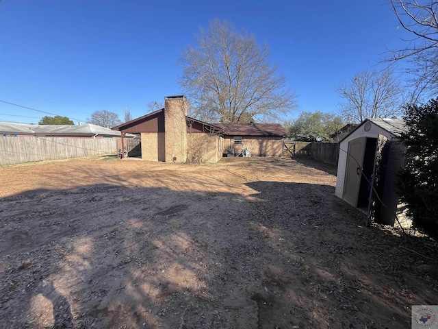 exterior space with a storage unit