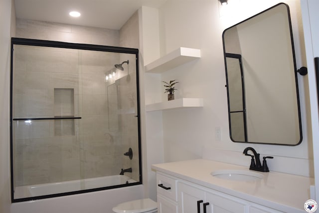 105 Bronco, Texarkana, TX 75503 - full bath with toilet, vanity, enclosed tub / shower combo, and recessed lighting