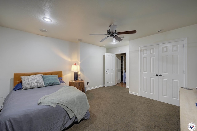 6406 N Park Rd, Texarkana, TX 75503 - carpeted living room with ceiling fan, baseboards, visible vents, and recessed lighting