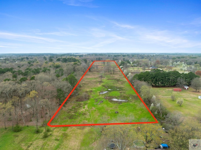 birds eye view of property featuring a rural view