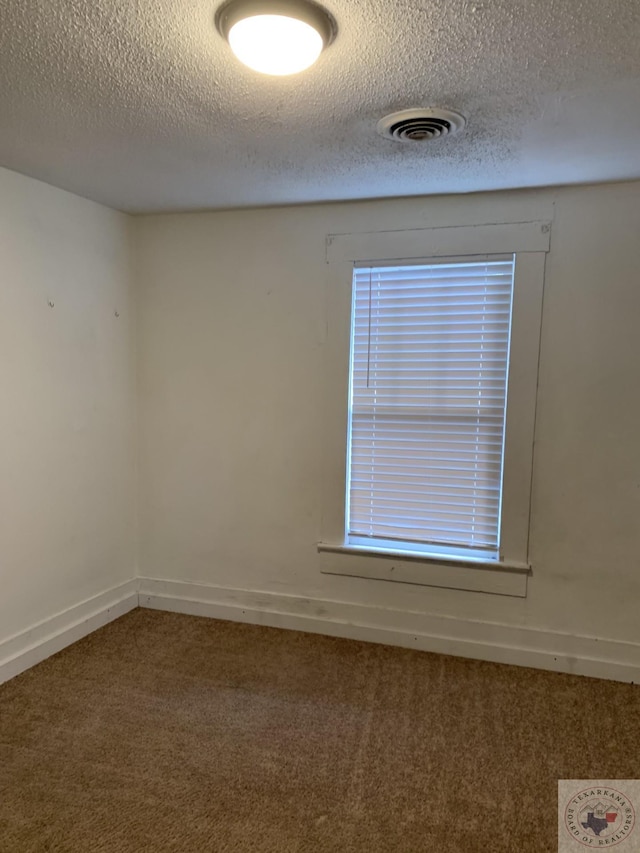 empty room featuring carpet floors and a textured ceiling