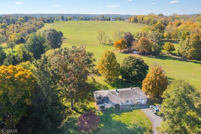 drone / aerial view featuring a rural view