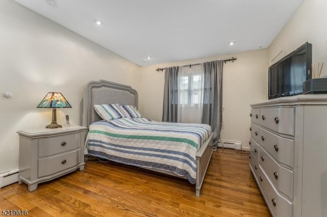 740 Mountain Ave, Bridgewater Twp, NJ 08805 - bedroom featuring a baseboard radiator, light wood-style flooring, and recessed lighting
