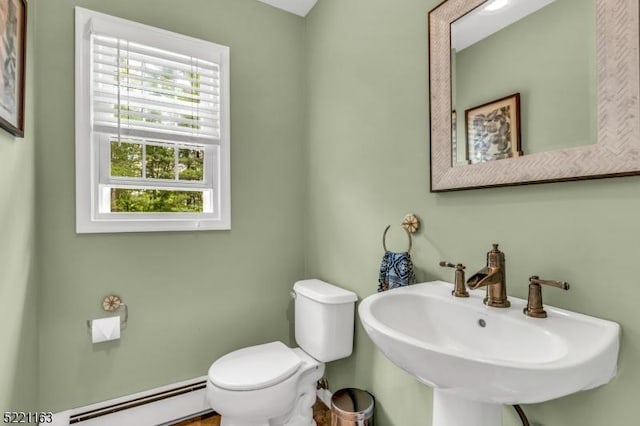 18 Cider Mill Ln, Washington Twp, NJ 07865 - half bathroom with a baseboard heating unit, a sink, and toilet