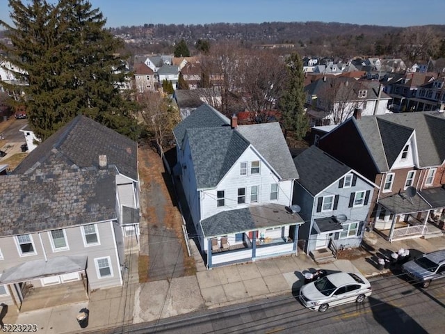 drone / aerial view with a residential view