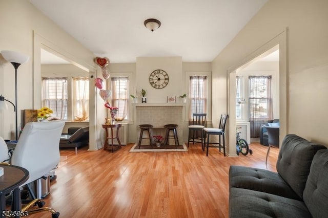 living area featuring wood finished floors