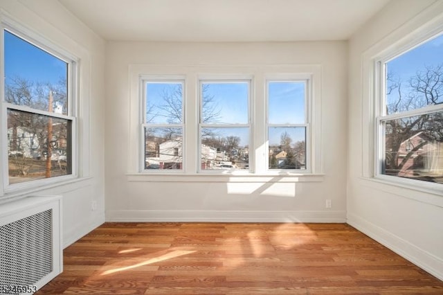 interior space featuring a healthy amount of sunlight, light wood-style flooring, and baseboards