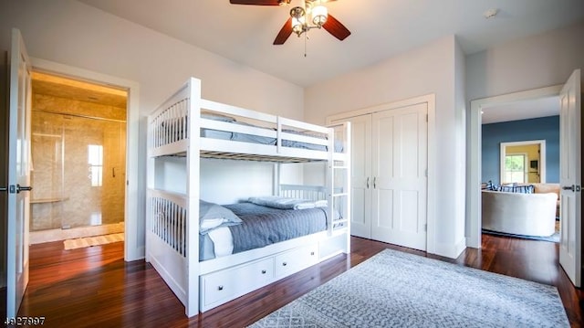 201 Lows Hollow Rd, Lopatcong Twp, NJ 08886 - bedroom with a closet, ceiling fan, and wood finished floors
