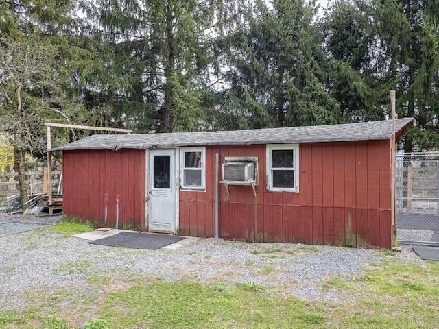 201 Lows Hollow Rd, Lopatcong Twp, NJ 08886 - view of outbuilding with fence, an outbuilding, and an AC wall unit