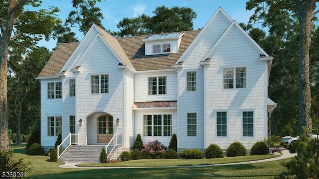 view of front of property featuring a front yard