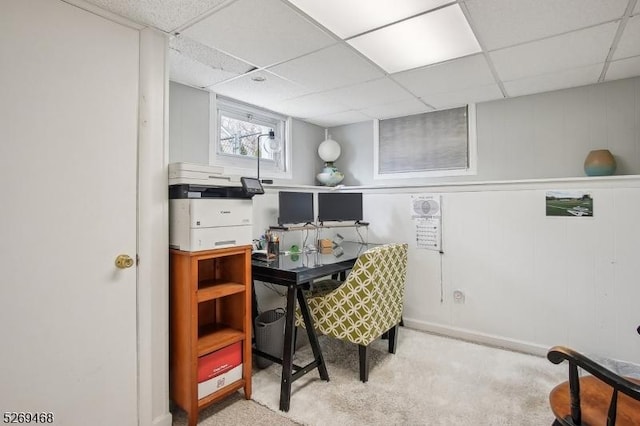 office with a paneled ceiling