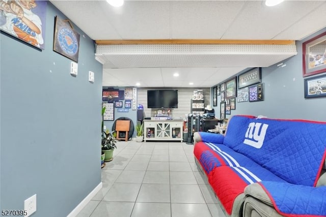 view of tiled living room