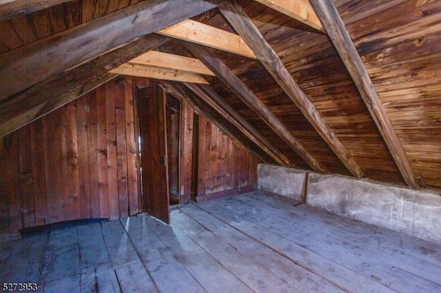 view of unfinished attic