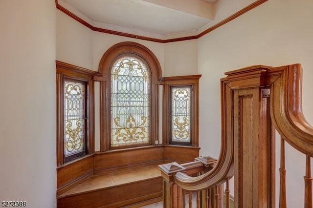 interior space with ornamental molding