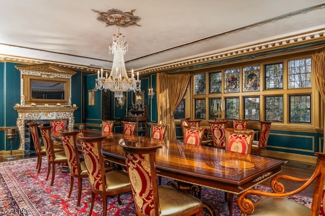 dining space with a chandelier