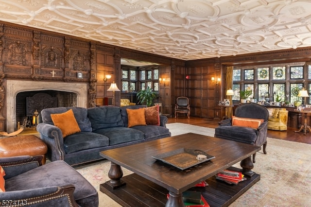 living room with light wood-type flooring