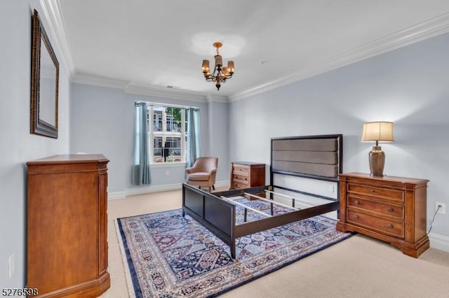 1103 Enclave Cir, Franklin Twp, NJ 08873 - carpeted bedroom featuring a chandelier, crown molding, and baseboards