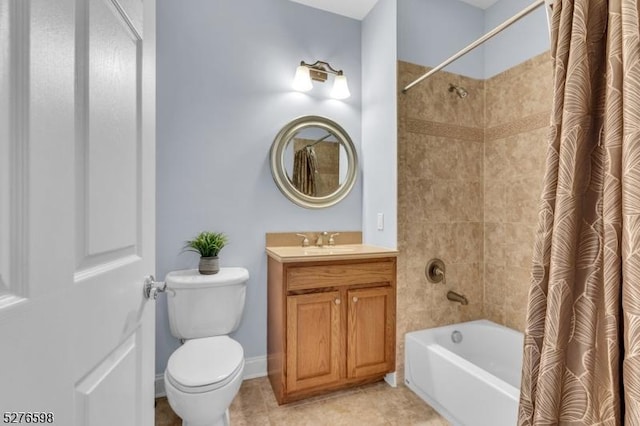 1103 Enclave Cir, Franklin Twp, NJ 08873 - bathroom with shower / bathtub combination with curtain, toilet, vanity, and tile patterned floors