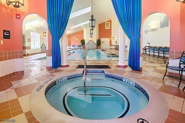 1103 Enclave Cir, Franklin Twp, NJ 08873 - indoor community pool with a patio and a hot tub