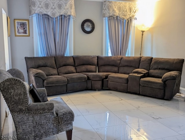 view of tiled living room