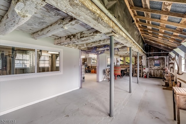 basement featuring plenty of natural light