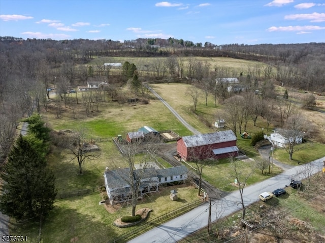 drone / aerial view with a rural view