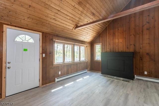 4 Amicalola Dr, Vernon Twp, NJ 07422 - foyer entrance featuring vaulted ceiling, a wealth of natural light, wooden ceiling, and baseboard heating