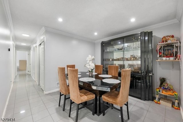 193 Columbus Dr Unit 193, Franklin Twp, NJ 08823 - tiled dining space featuring ornamental molding, recessed lighting, and baseboards