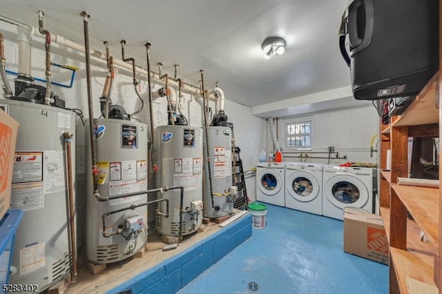 interior space featuring washing machine and dryer and gas water heater