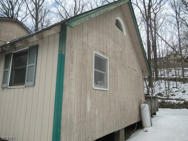 view of snow covered exterior