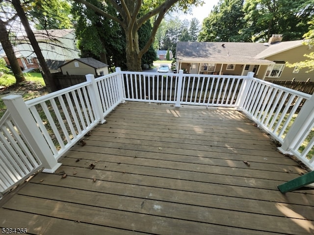 deck featuring an outbuilding